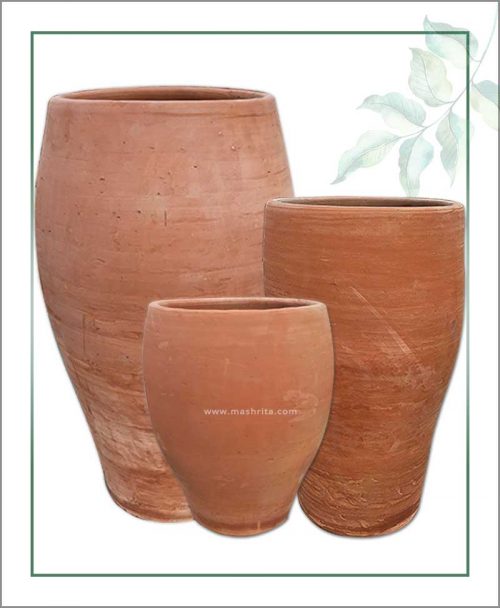 Set of 3 Terracotta Oval and Elongated Shape Planters