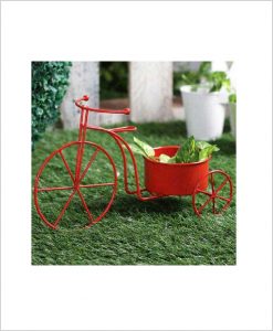 Buy Metal Cycle Planter Red