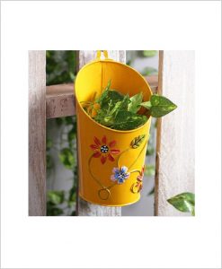 Buy Metal Half Moon Planter Yellow