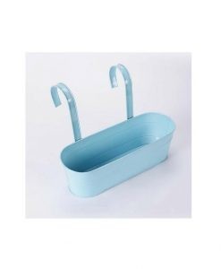 Buy Metal Oval Railing Planter Large Blue Dia