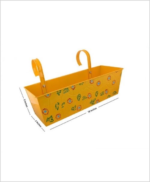 Buy Metal Rectangular Handpainted Planter Yellow Dia