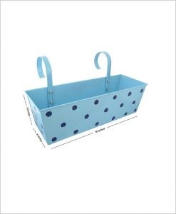 Buy Metal Rectangular Polka Planter Blue Dia
