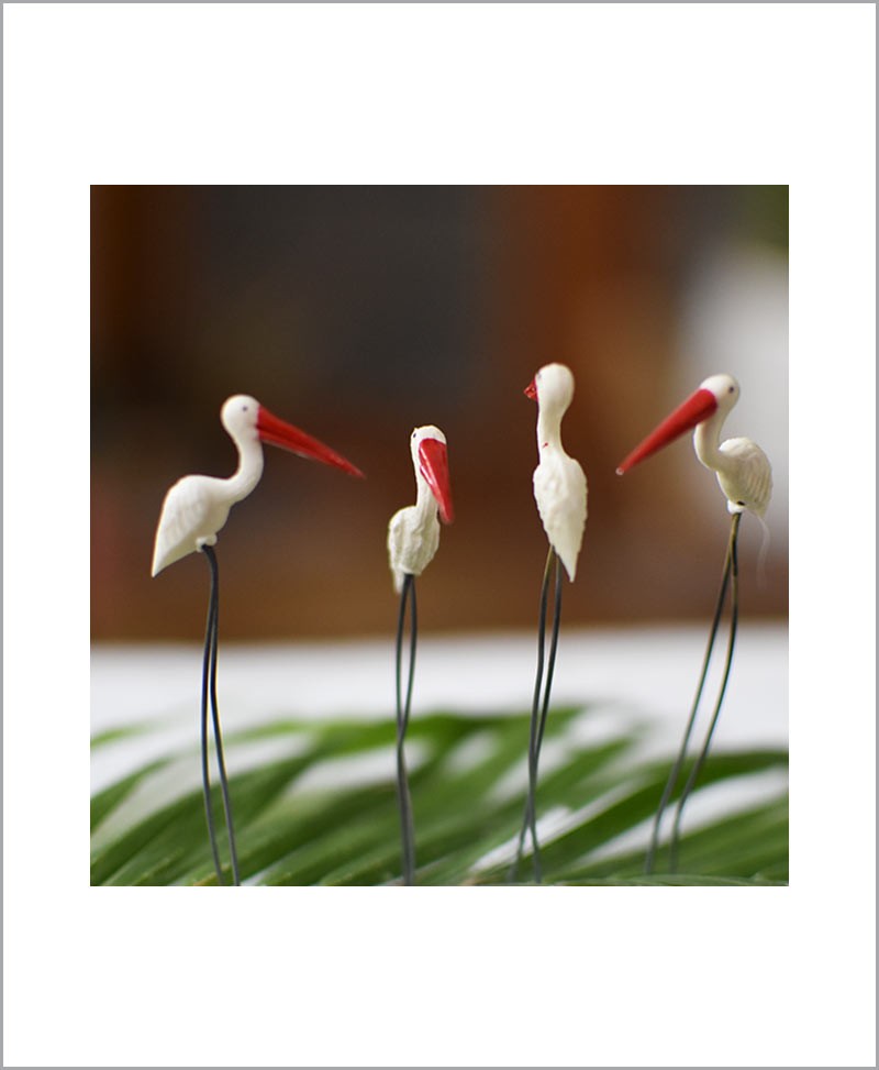 Garden Miniature Egrets (Set of 4 Colored Egrets)