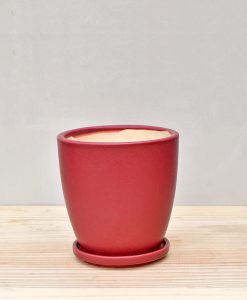 Ceramic 4 inch Oval Pot Maroon 4