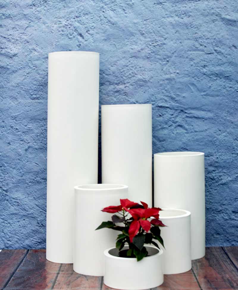 Cluster of Cylindrical Planters Luxury, Indoor - Outdoor Fiber Planters