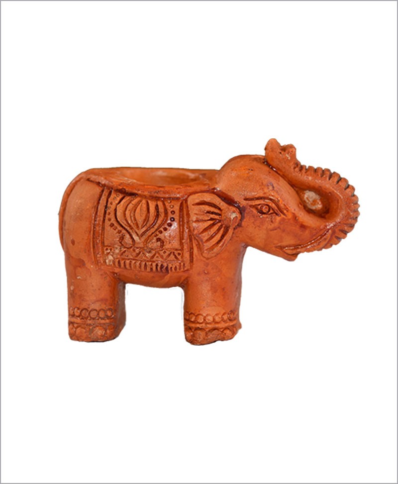 Garden Miniature Terracotta Elephants (Set of 2 Elephants)