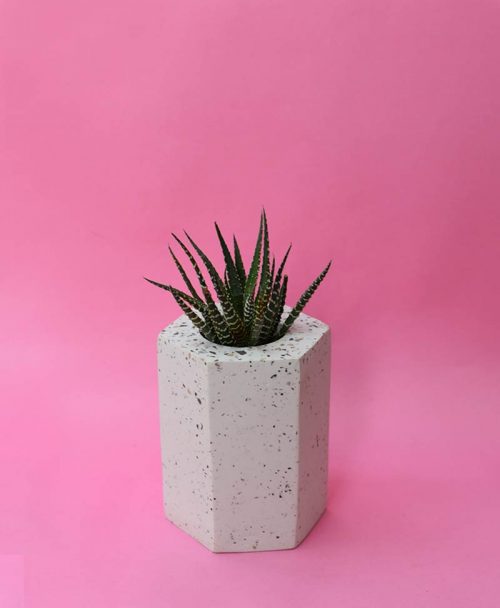 Geometric Concrete Planter Hexagon Straight Large -2