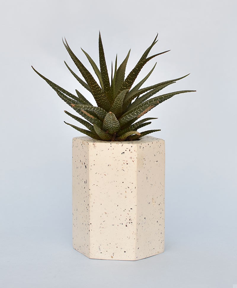 Geometric Concrete Planter Hexagon Straight Large