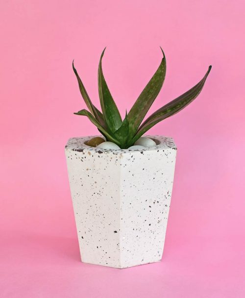 Geometric Concrete Planter Hexagon Tapered Large -1