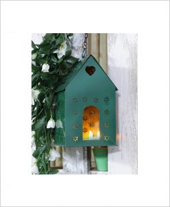 Metal Hanging Bird House Square Green