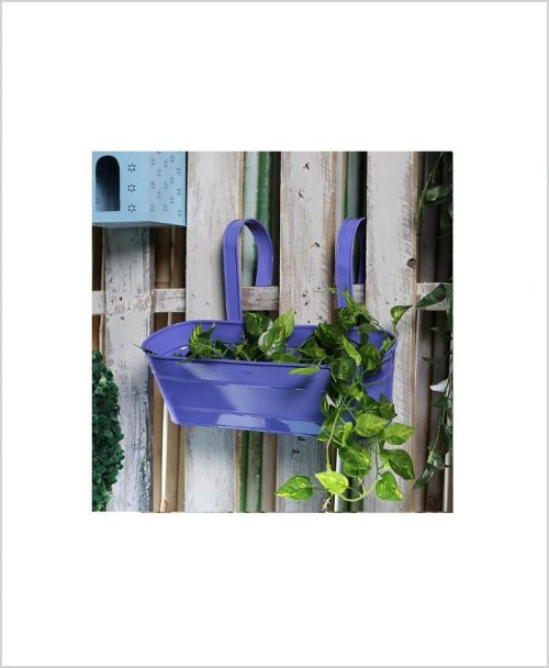 Buy Metal Oval Railing Planter Large Purple